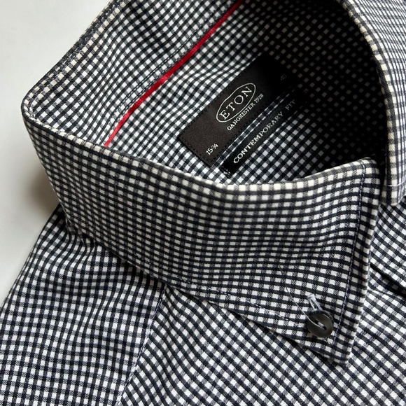 Eton Other - ETON contemporar black & white  checkered cotton shirt Sz 15 3/4 made in Europe